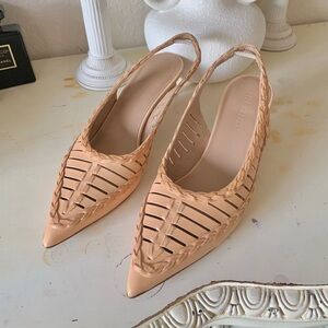 NEW Ulla Johnson Strappy Leather Kitten Slingback Heels